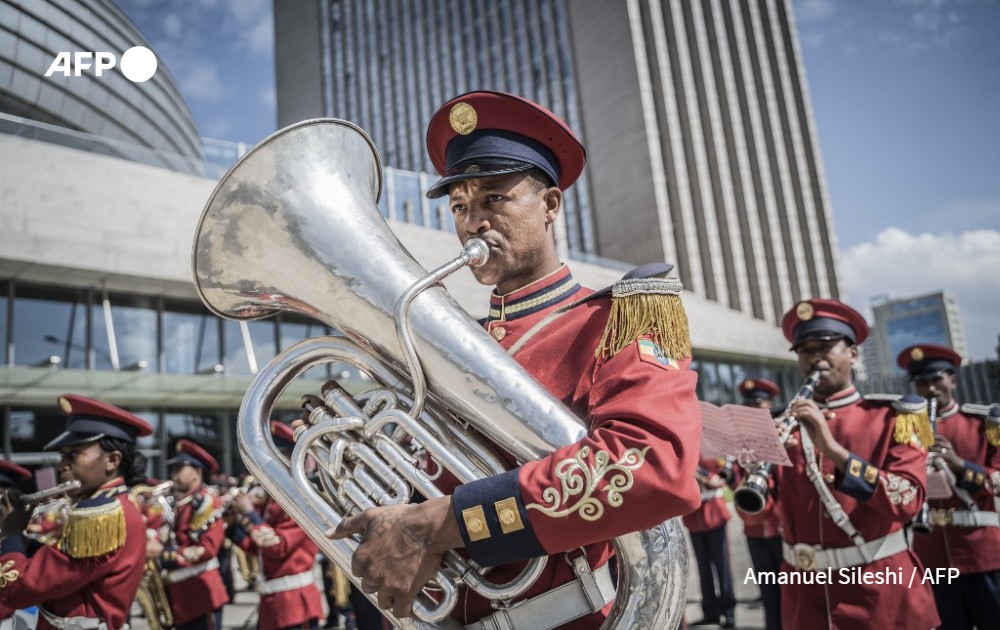 AFP photo by Amanuel Sileshi - A member of the Republican Guard March Band in Addis Abeba, Ethiopia