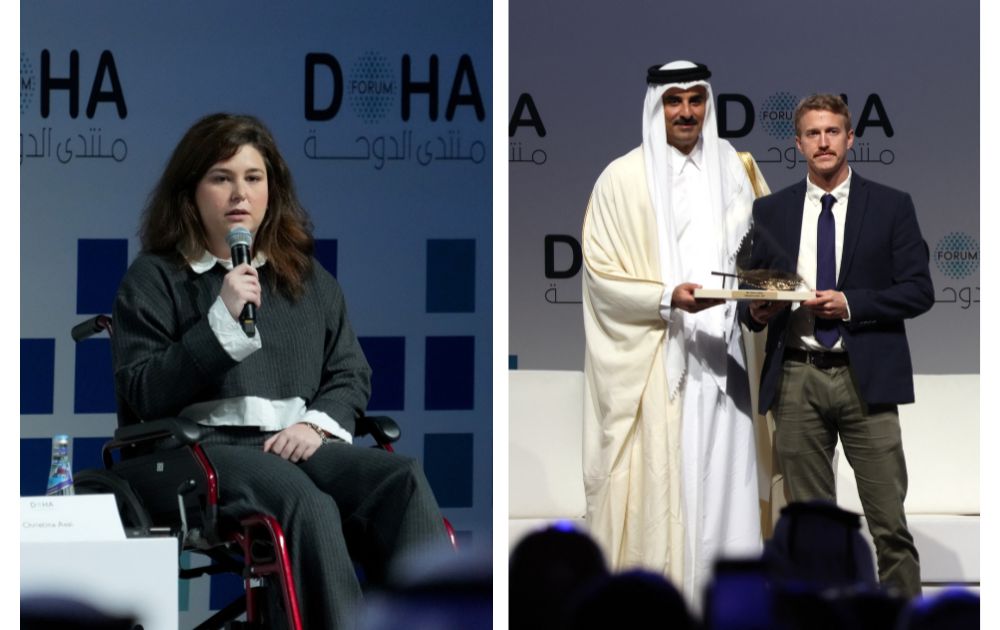 Christina Assi et Dylan Collins ont été honorés samedi avec quatre autres professionnels des médias pour leur couverture de zones de conflit, lors du Forum de Doha