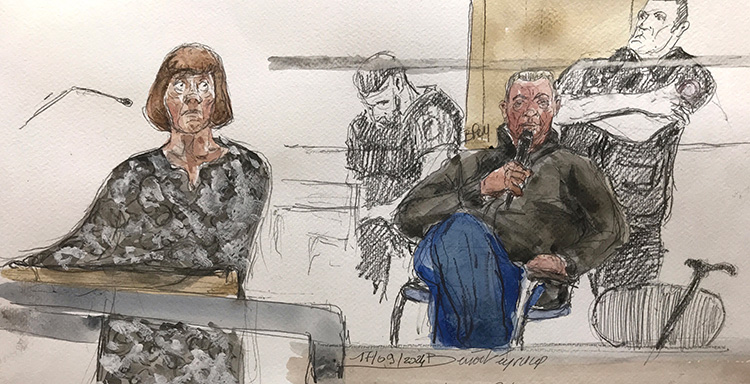 Croquis judiciaire montrant Dominique Pelicot lors de son procès à Avignon